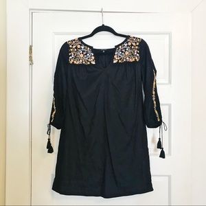 Madewell Embroidered Boho Peasant Tunic Dress